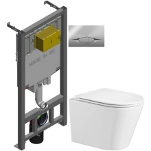 Комплект подвесной унитаз WeltWasser Salzbach 004GL-WT 10000003666 + система инсталляции Jacob Delafon E29025-NF + E29027-CP