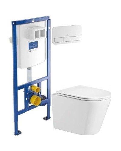 Комплект подвесной унитаз WeltWasser Salzbach 004GL-WT 10000003666 + система инсталляции Villeroy & Boch 92246100 + 92249068