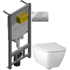 Комплект подвесной унитаз Geberit Smyle Square 500.683.01.1 + система инсталляции Jacob Delafon E29025-NF + E29027-CP