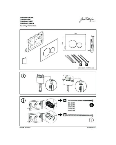 Комплект подвесной унитаз Esbano Clavel ESUPCLAVW + система инсталляции Jacob Delafon E24156-NF + E20859-7-BMT