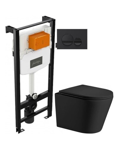 Комплект подвесной унитаз WeltWasser Salzbach 004MT-BL 10000003700 + система инсталляции Jacob Delafon E24156-NF + E20859-7-BMT