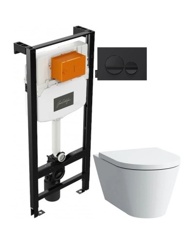 Комплект подвесной унитаз Laufen Kartell by Laufen 8.2033.6.000.000.1 + 8.9133.1.000.000.1 + система инсталляции Jacob Delafon E24156-NF + E20859-7-BMT