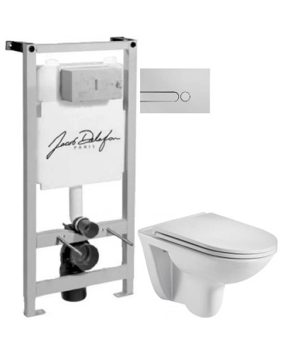 Комплект подвесной унитаз WeltWasser Baarbach 004GL-WT 10000003811 + система инсталляции Jacob Delafon E5504-NF + E4326-CP