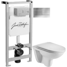 Комплект подвесной унитаз WeltWasser Baarbach 004GL-WT 10000003811 + система инсталляции Jacob Delafon E5504-NF + E4316-CP