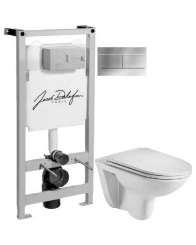 Комплект подвесной унитаз WeltWasser Baarbach 004GL-WT 10000003811 + система инсталляции Jacob Delafon E5504-NF + E4316-CP