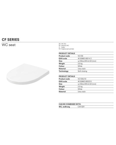 Комплект подвесной унитаз Toto CF CW132Y#NW1 + VC130 + система инсталляции Geberit 111.362.00.5 + 115.770.DW.5