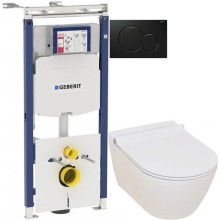 Комплект подвесной унитаз Serel Smart SM25SL + система инсталляции Geberit 111.362.00.5 + 115.770.DW.5
