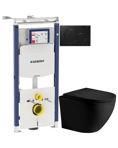 Комплект подвесной унитаз WeltWasser Merzbach 004MT-BL 10000003695 + система инсталляции Geberit 111.362.00.5 + 115.770.DW.5