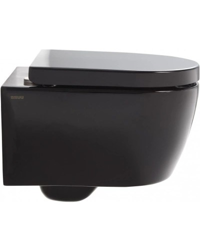 Комплект подвесной унитаз SSWW CT2038BLACK + система инсталляции Geberit 111.362.00.5 + 115.770.DW.5