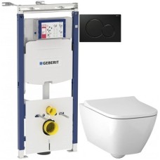Комплект подвесной унитаз Geberit Smyle Square 500.683.01.1 + система инсталляции Geberit 111.362.00.5 + 115.770.DW.5