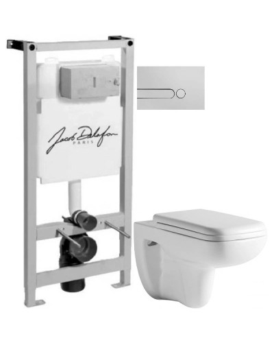 Комплект подвесной унитаз Orange C03-100W + система инсталляции Jacob Delafon E5504-NF + E4326-CP