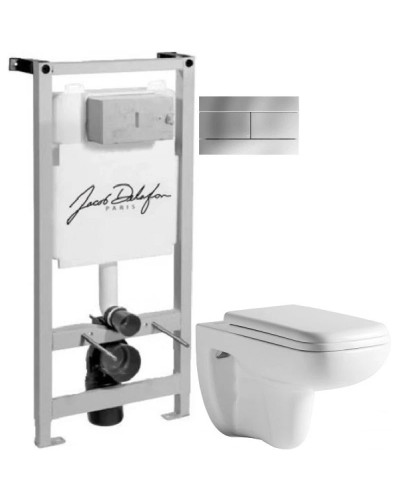 Комплект подвесной унитаз Orange C03-100W + система инсталляции Jacob Delafon E5504-NF + E4316-CP