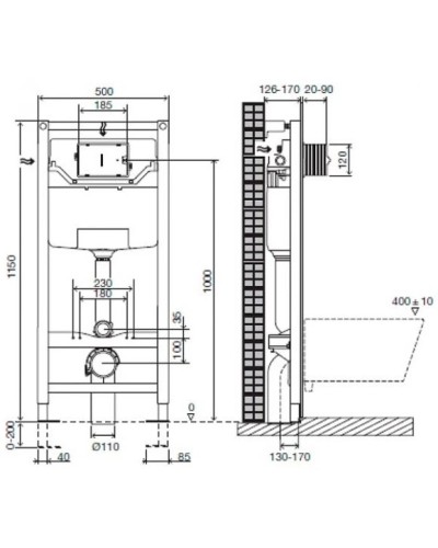 Комплект подвесной унитаз Orange C03-100W + система инсталляции Jacob Delafon E5504-NF + E4316-00
