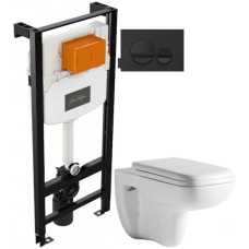 Комплект подвесной унитаз Orange C03-100W + система инсталляции Jacob Delafon E24156-NF + E20859-7-BMT