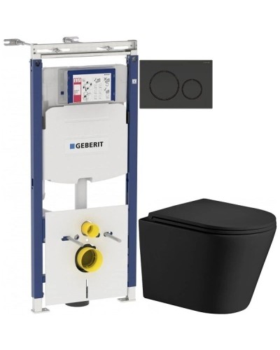 Комплект подвесной унитаз WeltWasser Salzbach 004MT-BL 10000003700 + система инсталляции Geberit 111.362.00.5 + 115.882.DW.1