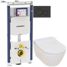 Комплект подвесной унитаз Serel Smart SM25SL + система инсталляции Geberit 111.362.00.5 + 115.882.DW.1