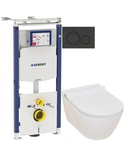 Комплект подвесной унитаз Serel Smart SM25SL + система инсталляции Geberit 111.362.00.5 + 115.882.DW.1