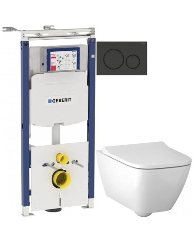 Комплект подвесной унитаз Geberit Smyle Square 500.683.01.1 + система инсталляции Geberit 111.362.00.5 + 115.882.DW.1