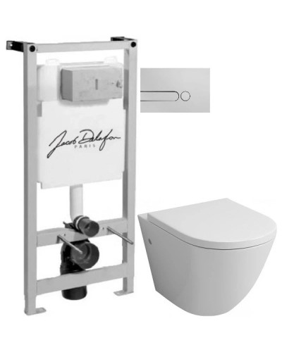 Комплект подвесной унитаз Grossman GR-4411 + система инсталляции Jacob Delafon E5504-NF + E4326-CP