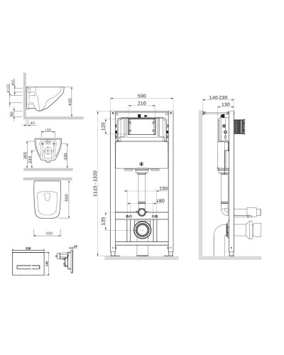 Комплект подвесной унитаз + система инсталляции Am.Pm Inspire 2.0 Touch Pro IS450A38.50A1700