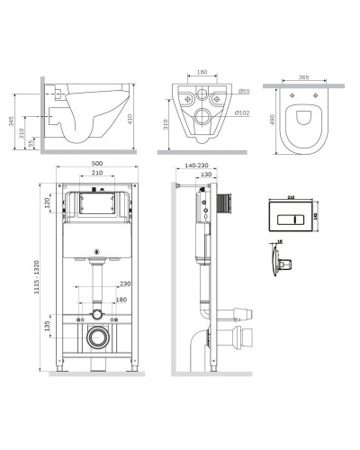 Комплект подвесной унитаз + система инсталляции Am.Pm Spirit 2.0 Pro M IS48051.701738