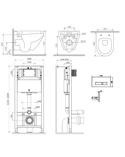 Комплект подвесной унитаз + система инсталляции Am.Pm Spirit 2.0 Pro S IS47051.701738