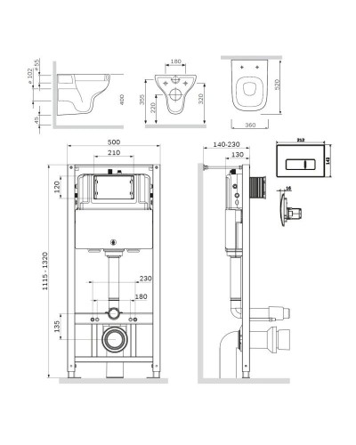 Комплект подвесной унитаз + система инсталляции Am.Pm Like Pro M IS48001.801700