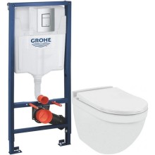Комплект подвесной унитаз Jaquar Solo SLS-WHT-6953BIUFSM + система инсталляции Grohe 38772001
