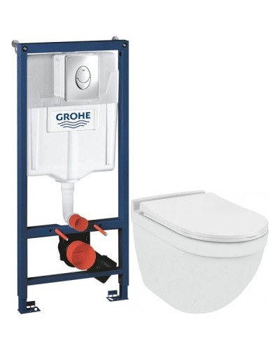 Комплект подвесной унитаз Jaquar Solo SLS-WHT-6953BIUFSM + система инсталляции Grohe 38721001