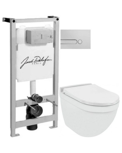Комплект подвесной унитаз Jaquar Solo SLS-WHT-6953BIUFSM + система инсталляции Jacob Delafon E5504-NF + E4326-CP
