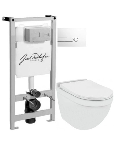 Комплект подвесной унитаз Jaquar Solo SLS-WHT-6953BIUFSM + система инсталляции Jacob Delafon E5504-NF + E4326-00