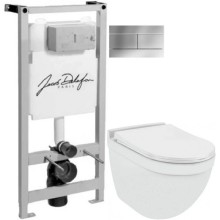 Комплект подвесной унитаз Jaquar Solo SLS-WHT-6953BIUFSM + система инсталляции Jacob Delafon E5504-NF + E4316-CP