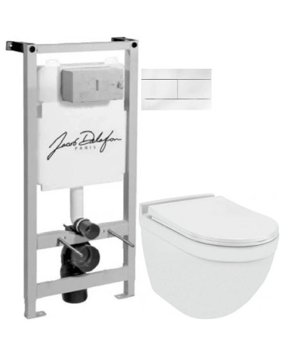 Комплект подвесной унитаз Jaquar Solo SLS-WHT-6953BIUFSM + система инсталляции Jacob Delafon E5504-NF + E4316-00