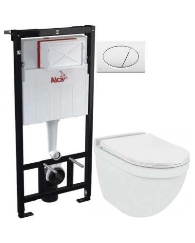 Комплект подвесной унитаз Jaquar Solo SLS-WHT-6953BIUFSM + система инсталляции AlcaPlast AM101/11203:1RUSSETM70