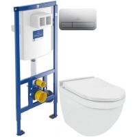 Комплект подвесной унитаз Jaquar Solo SLS-WHT-6953BIUFSM + система инсталляции Villeroy & Boch 92246100 + 92249061