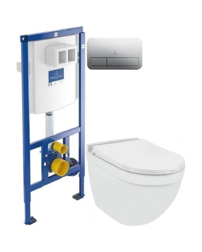 Комплект подвесной унитаз Jaquar Solo SLS-WHT-6953BIUFSM + система инсталляции Villeroy & Boch 92246100 + 92249061