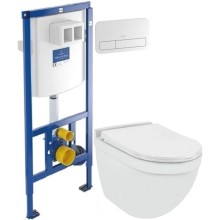 Комплект подвесной унитаз Jaquar Solo SLS-WHT-6953BIUFSM + система инсталляции Villeroy & Boch 92246100 + 92249068