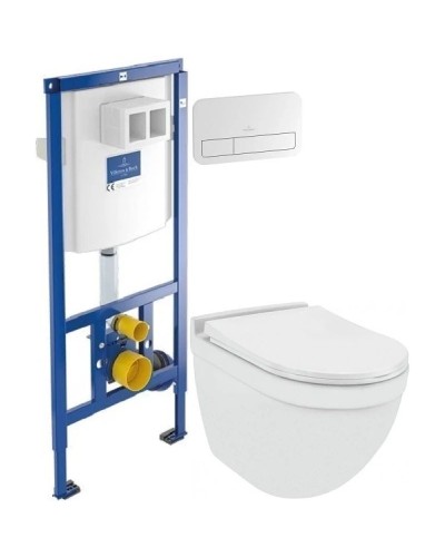 Комплект подвесной унитаз Jaquar Solo SLS-WHT-6953BIUFSM + система инсталляции Villeroy & Boch 92246100 + 92249068