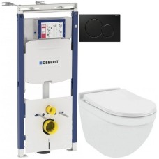Комплект подвесной унитаз Jaquar Solo SLS-WHT-6953BIUFSM + система инсталляции Geberit 111.362.00.5 + 115.770.DW.5