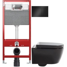 Комплект подвесной унитаз SSWW CT2038BLACK + система инсталляции Tece 9300302 + 9240407