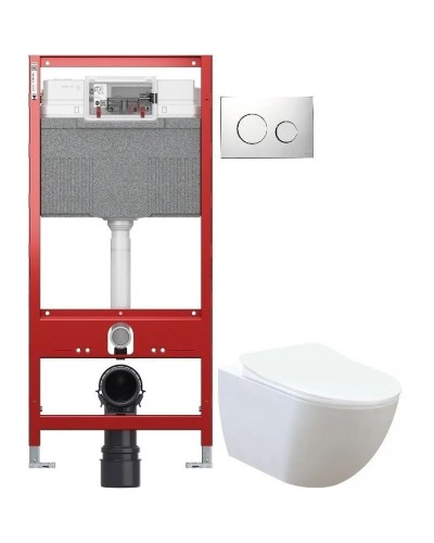 Комплект подвесной унитаз Creavit Free FE322-11CB00E-0000 + KC0903.02.0000E + система инсталляции TECE 9300302 + 9240921