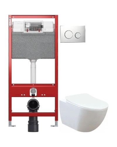 Комплект подвесной унитаз Creavit Free FE320-11CB00E-0000 + KC0903.02.0000E + система инсталляции TECE 9300302 + 9240921