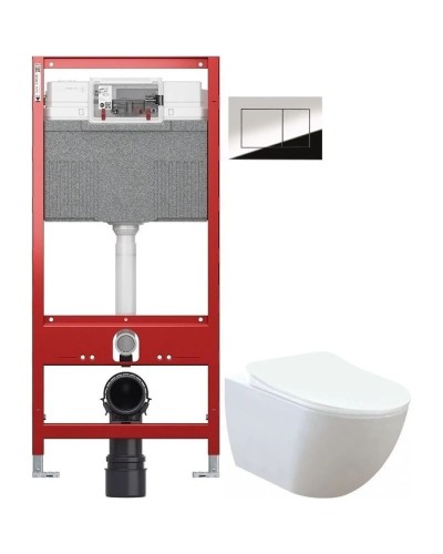 Комплект подвесной унитаз Creavit Free FE320-11CB00E-0000 + KC0903.02.0000E + система инсталляции TECE 9300302 + 9240401