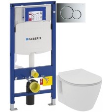 Комплект подвесной унитаз Ideal Standard Connect Space E804601 + E772401 + система инсталляции Geberit 111.300.00.5 + 115.770.21.5 + 111.815.00.1