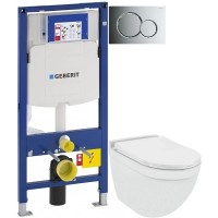 Комплект подвесной унитаз Jaquar Solo SLS-WHT-6953BIUFSM + система инсталляции Geberit 111.300.00.5 + 115.770.21.5 + 111.815.00.1