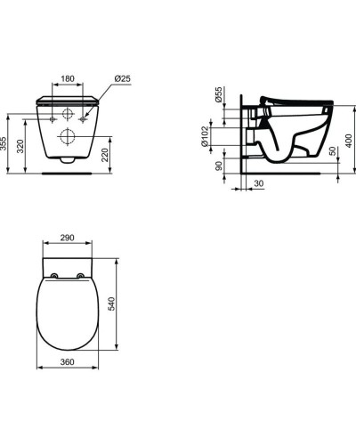 Комплект подвесной унитаз Ideal Standard Connect E771801 + E772401 + система инсталляции Geberit 111.362.00.5 + 115.770.21.5