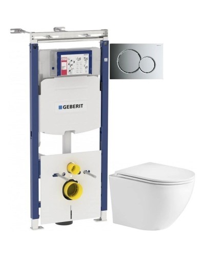 Комплект подвесной унитаз WeltWasser Merzbach 004GL-WT 10000003661 + система инсталляции Geberit 111.362.00.5 + 115.770.21.5