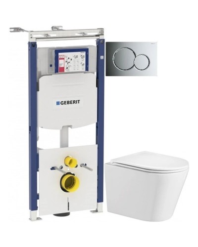 Комплект подвесной унитаз WeltWasser Salzbach 004GL-WT 10000003666 + система инсталляции Geberit 111.362.00.5 + 115.770.21.5