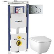 Комплект подвесной унитаз Geberit Smyle Square 500.683.01.1 + система инсталляции Geberit 111.362.00.5 + 115.770.21.5