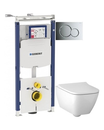 Комплект подвесной унитаз Geberit Smyle Square 500.683.01.1 + система инсталляции Geberit 111.362.00.5 + 115.770.21.5